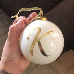 White & Gold letter “K” Ornament